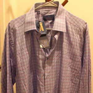 David Donahue Luxury blue plaid shirt 17/32-33